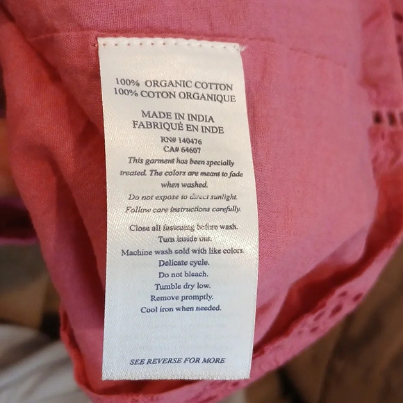 Faherty Carmel Eyelet Organic Cotton Top in pink size small - Picture 7 of 10